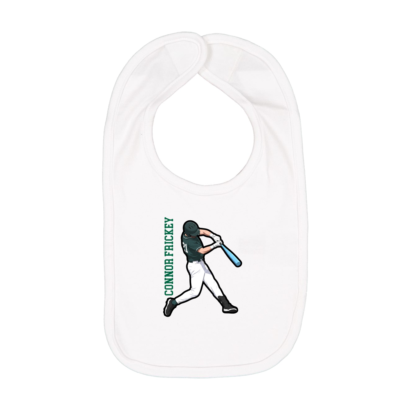 Infant Bib — Name Vertical in White
