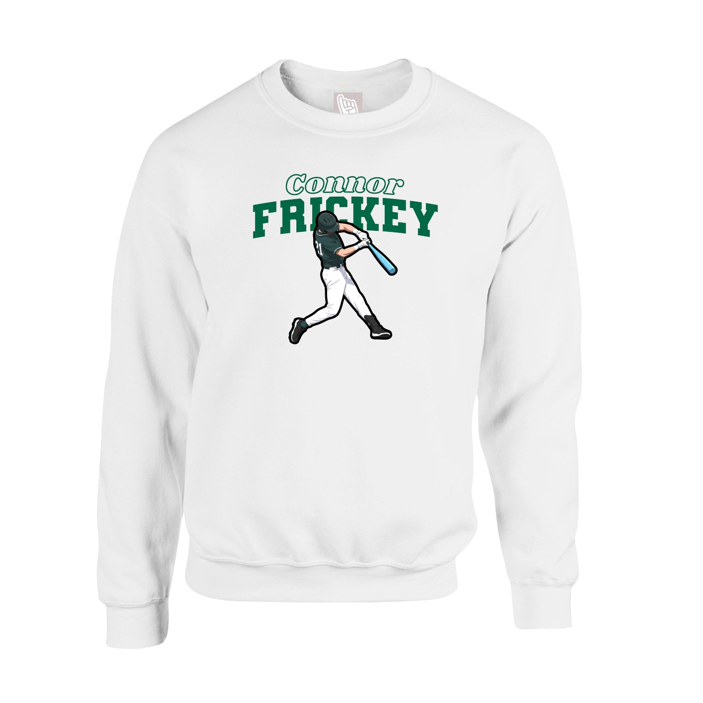 Fleece Crew — Name Arch in White