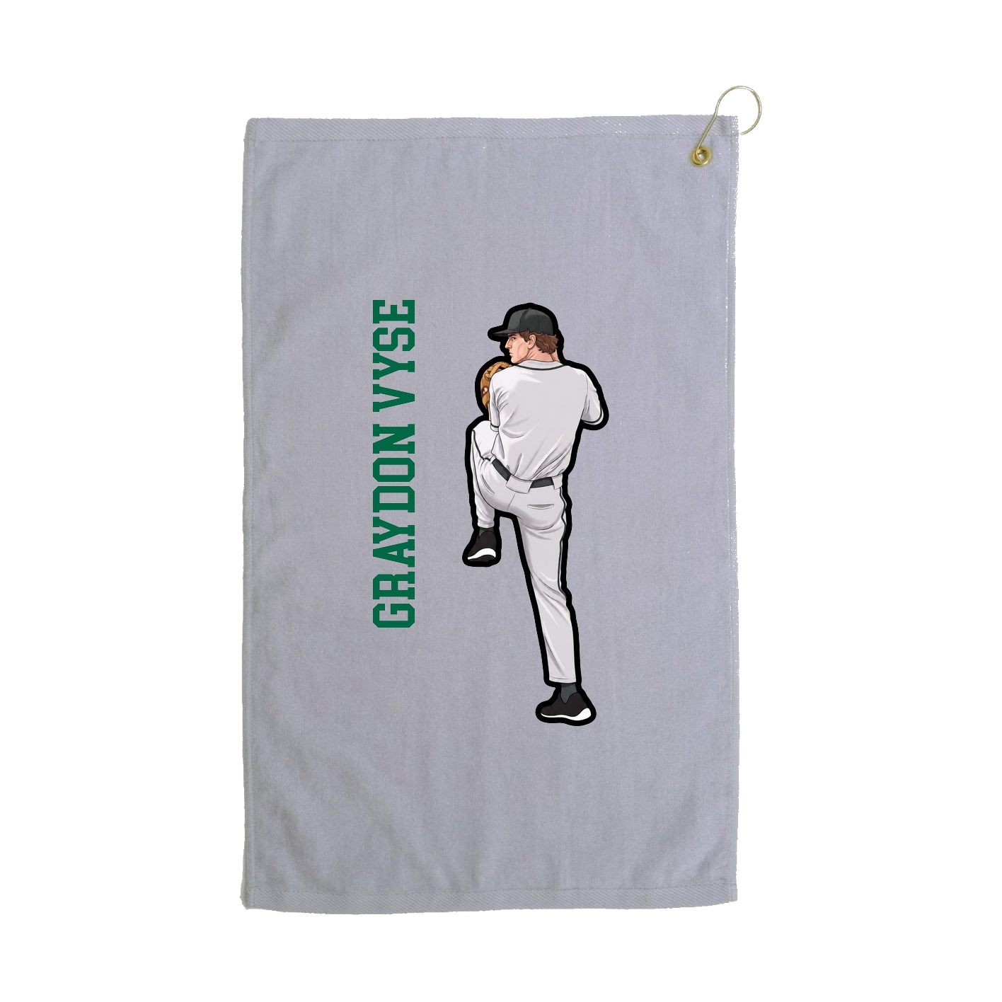 Golf Towel — Name Vertical in Grey