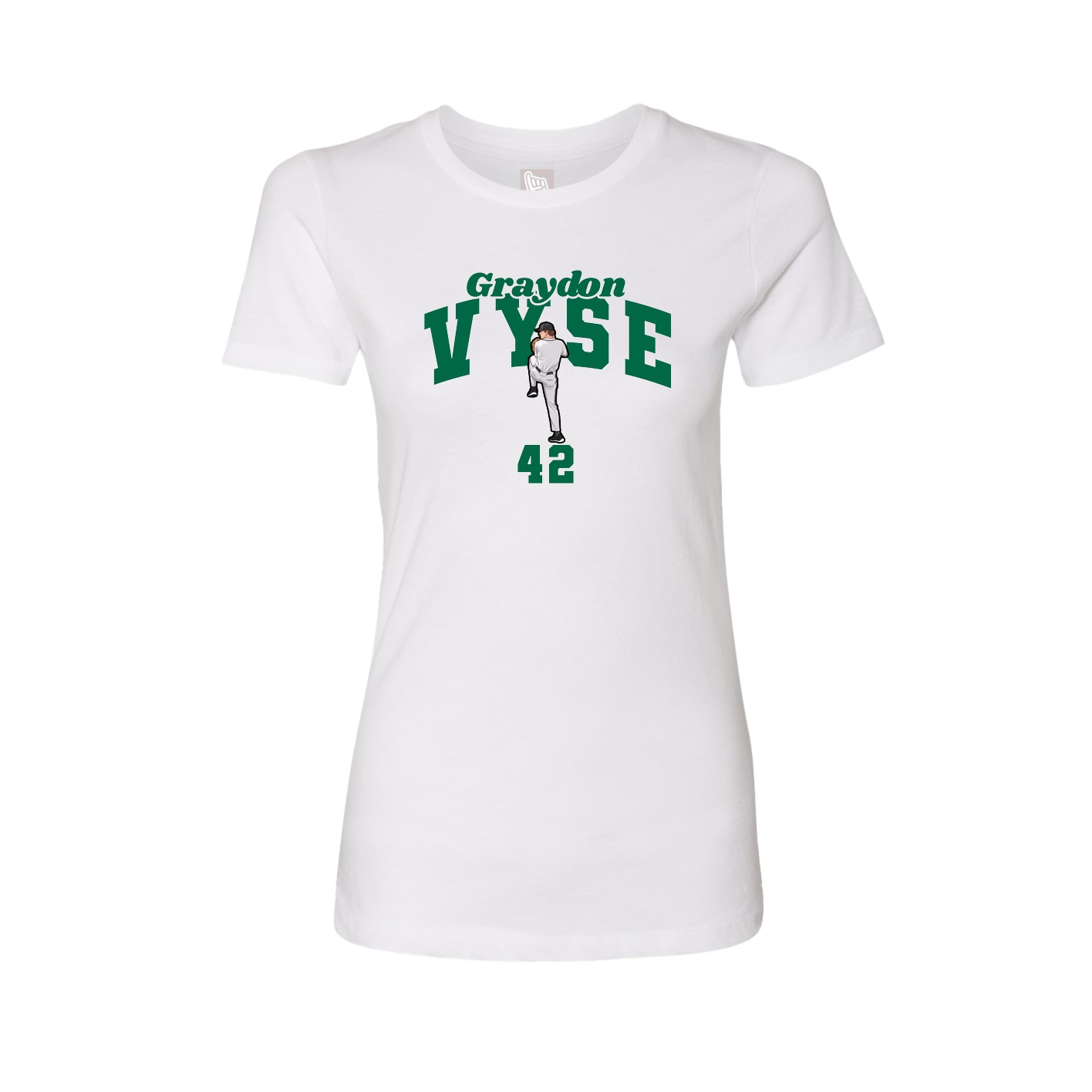 Fitted Women's Tee — Signature Arch in White