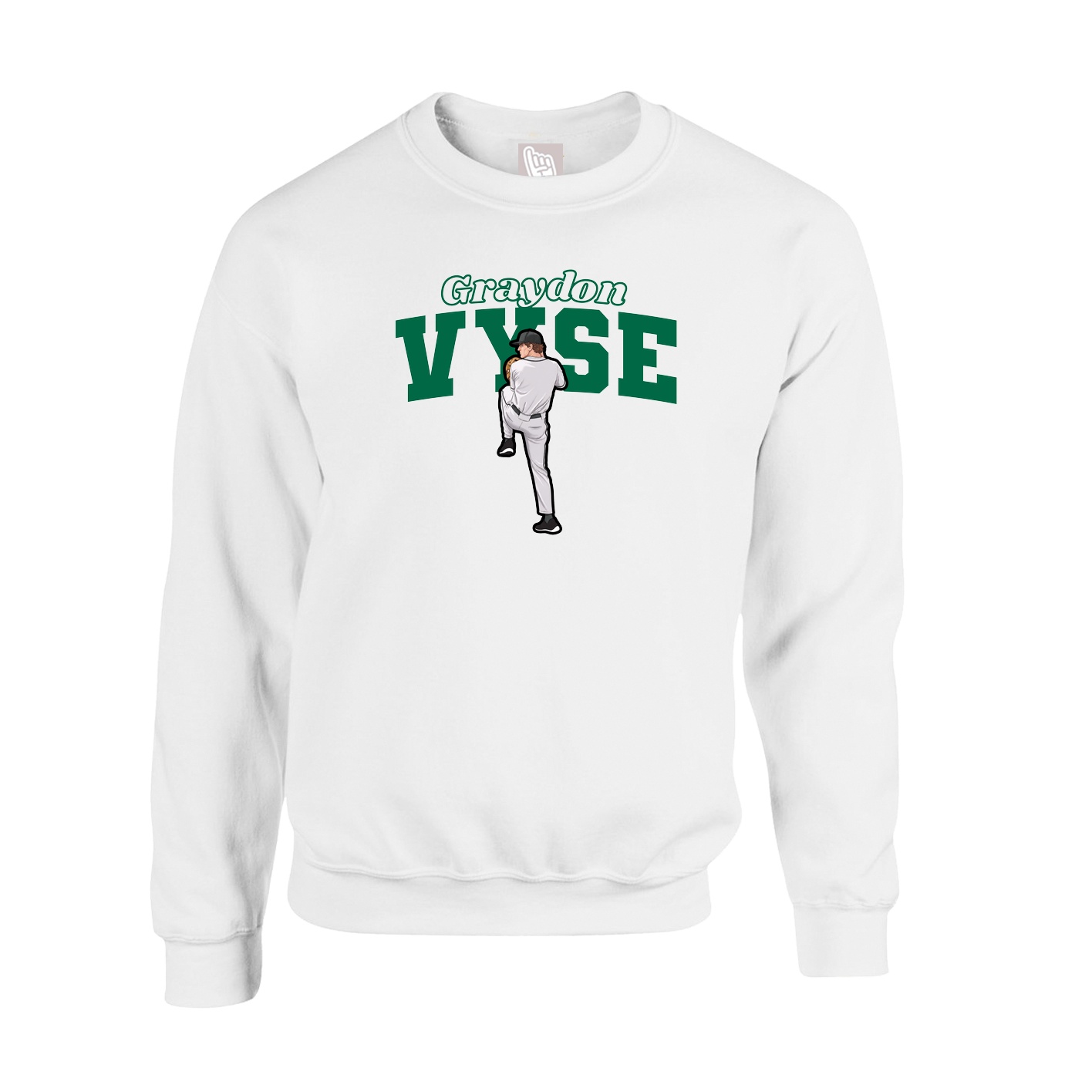 Fleece Crew — Name Arch in White
