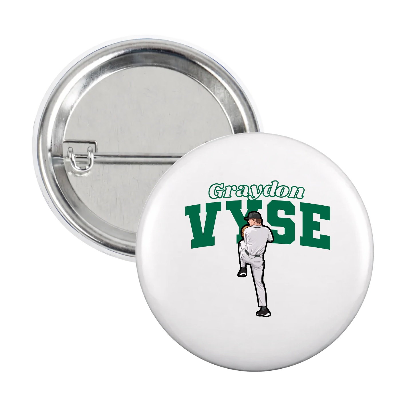 Game Day Button — Name Arch in White