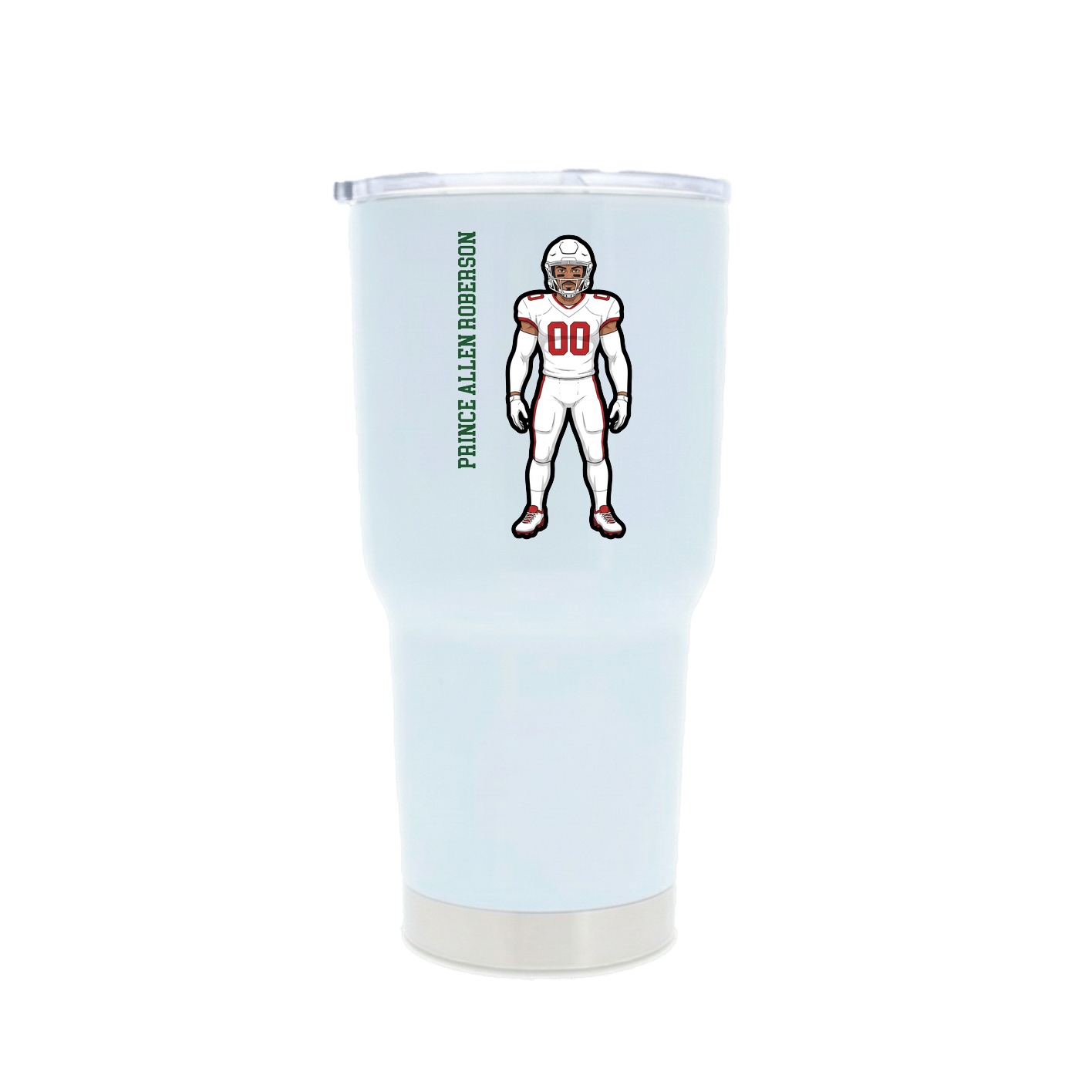 30oz Stainless Steel Tumbler — Name Vertical in White