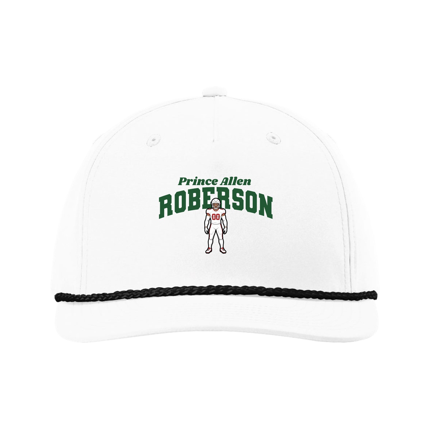 Five-Panel Classic Rope Cap — Signature Arch in White