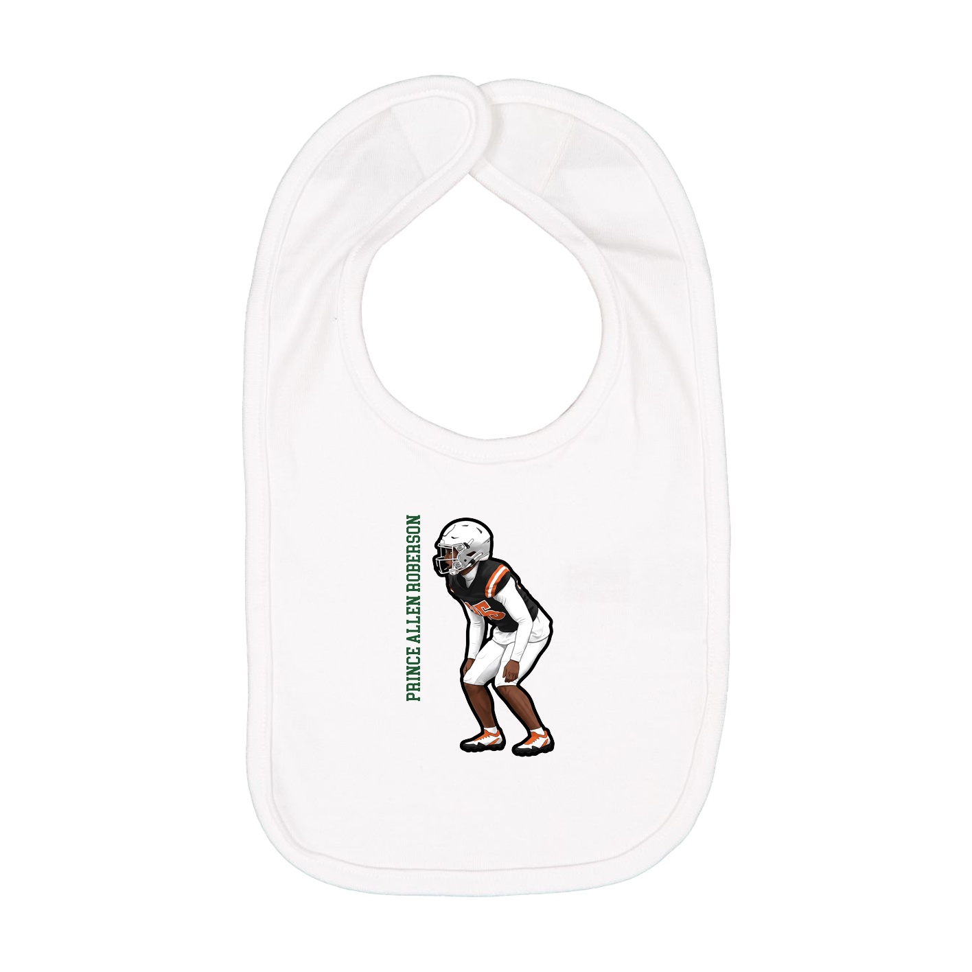 Infant Bib — Name Vertical in White