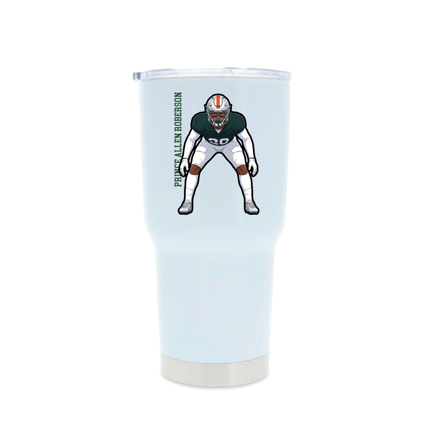 30oz Stainless Steel Tumbler — Name Vertical in White