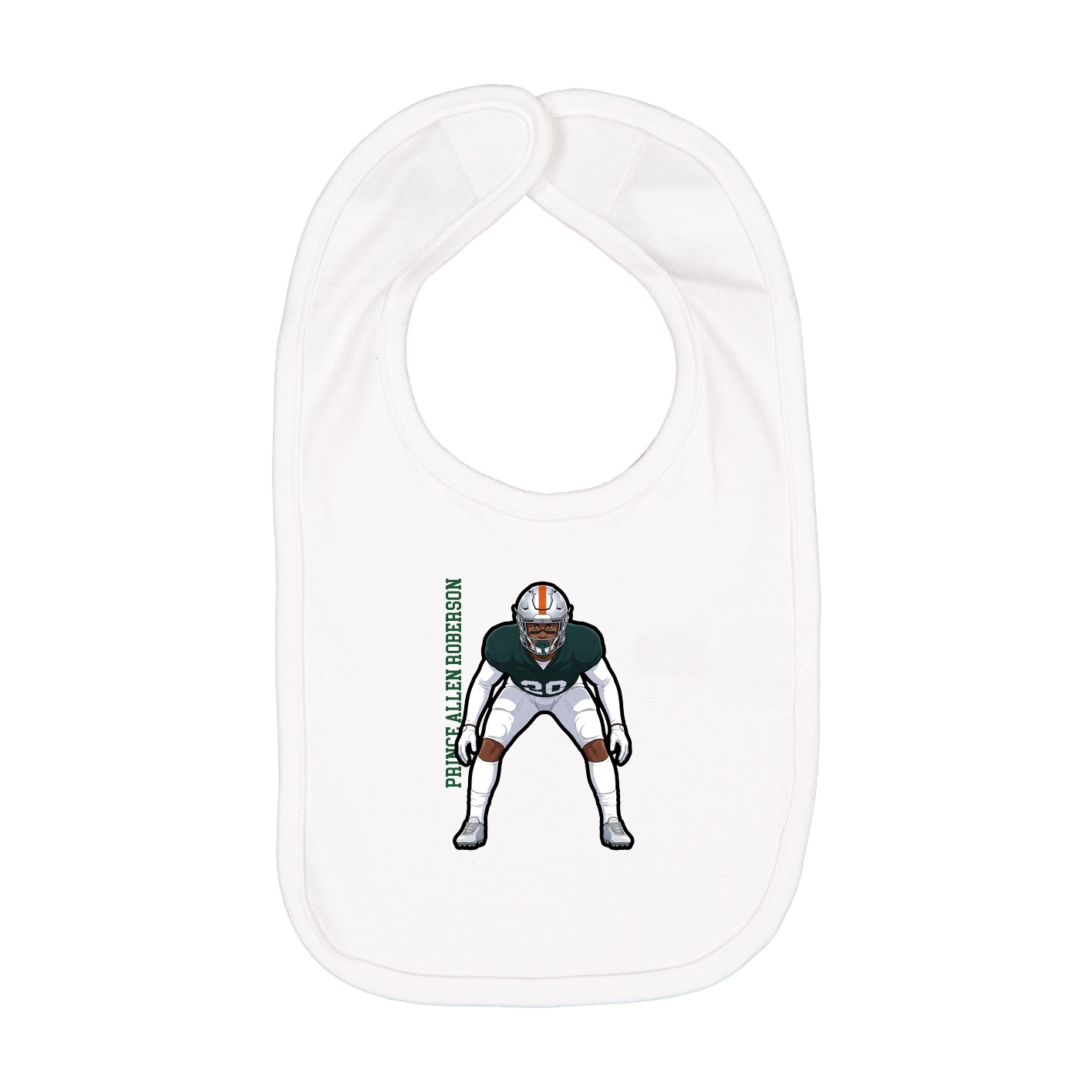 Infant Bib — Name Vertical in White