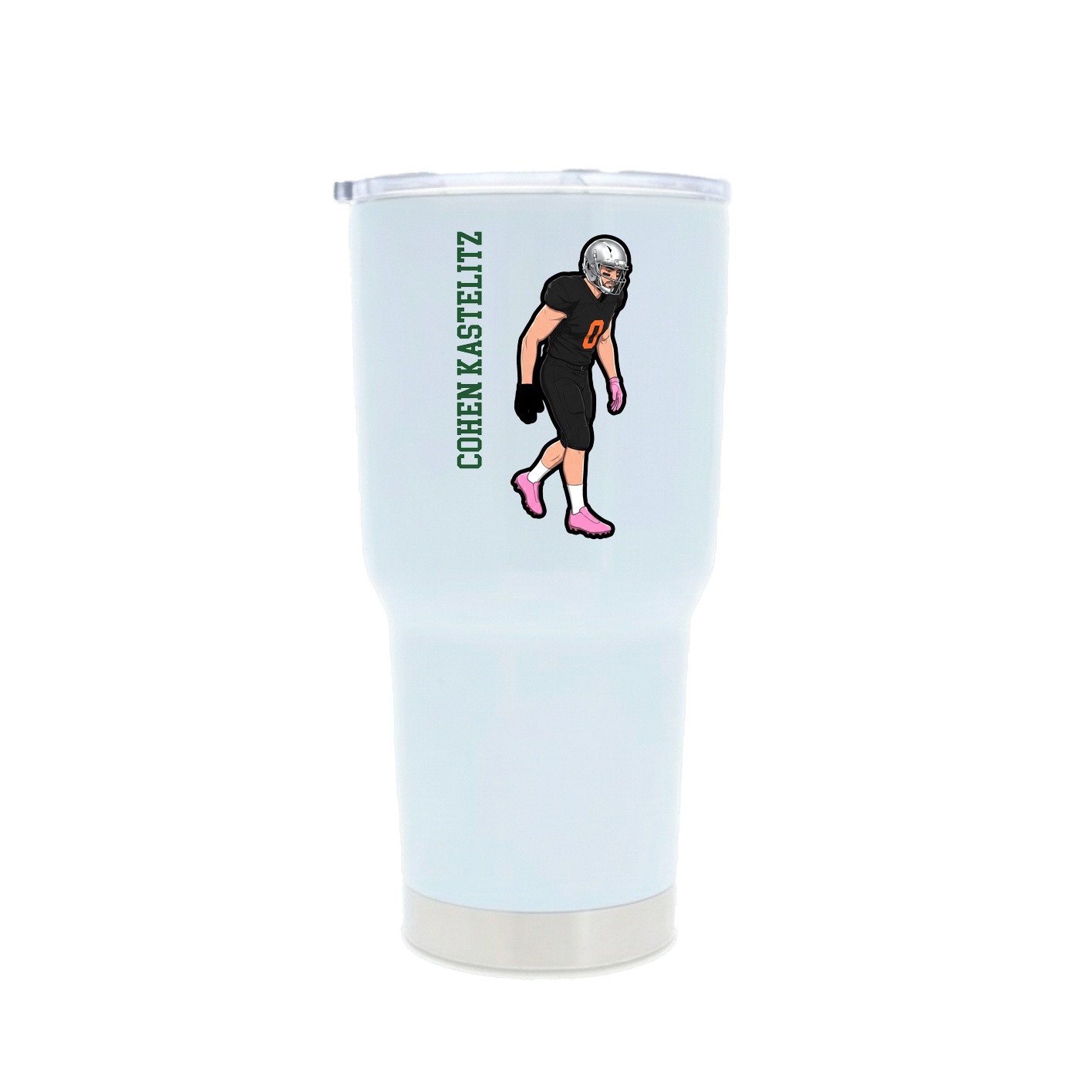 30oz Stainless Steel Tumbler — Name Vertical in White