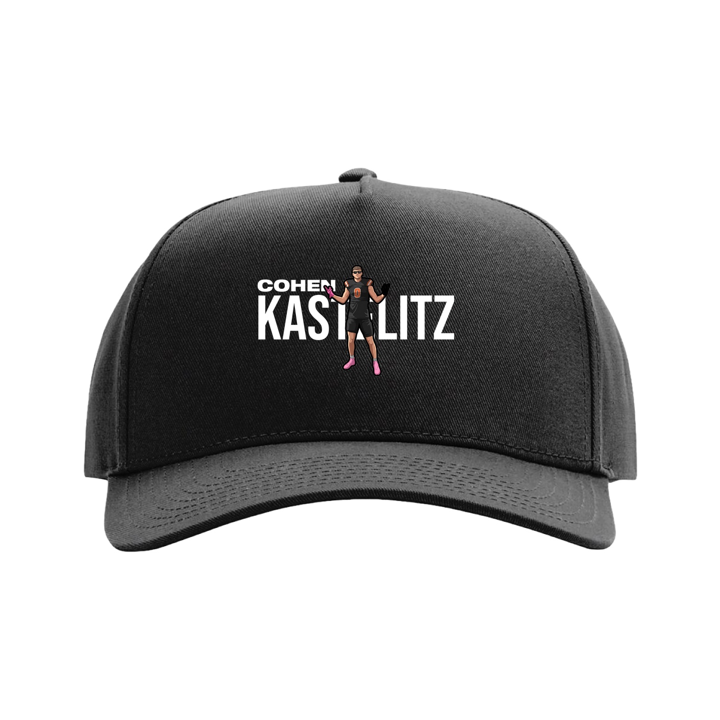 Full Fabric Five-Panel Champ Cap — Player Name in Black