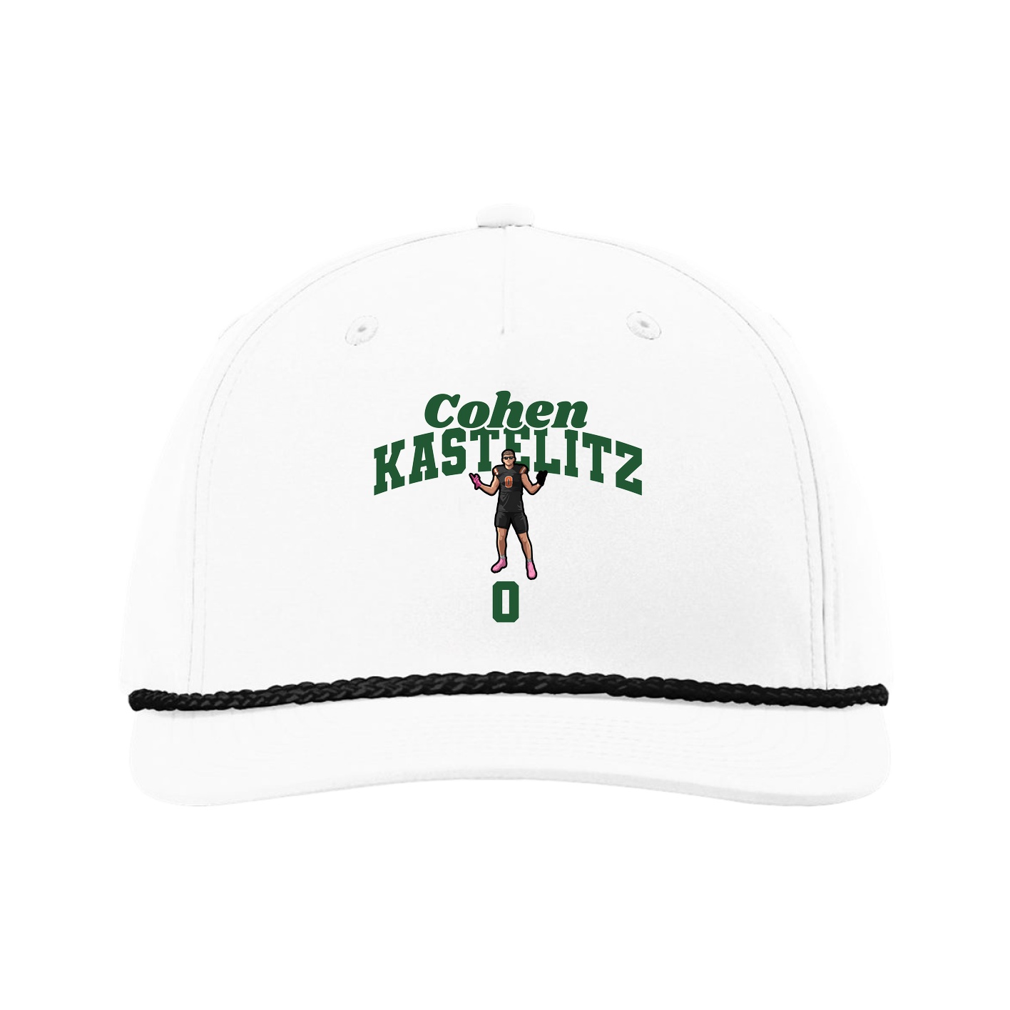 Five-Panel Classic Rope Cap — Signature Arch in White