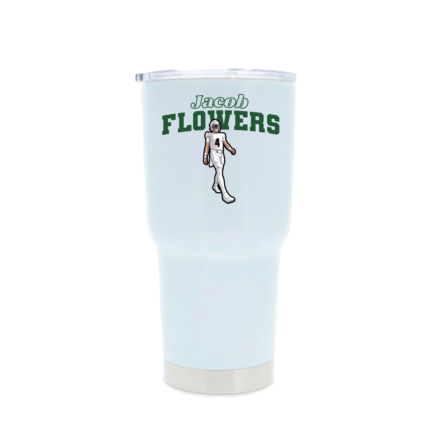 30oz Stainless Steel Tumbler — Name Arch in White