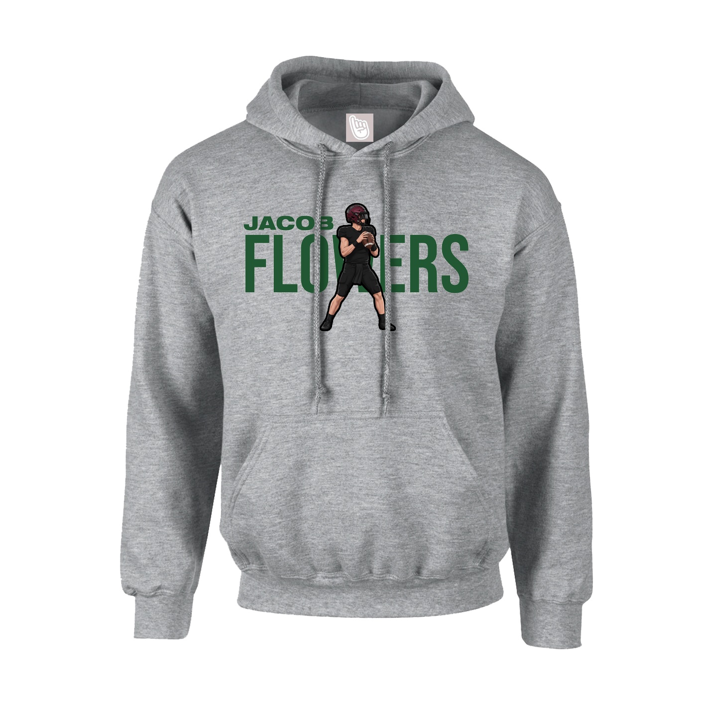 Youth Hoodie — Player Name in Grey