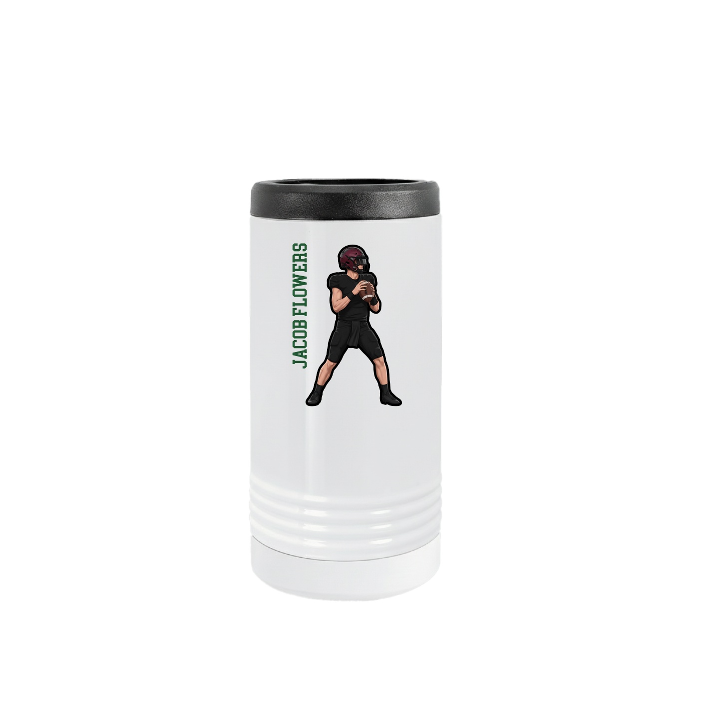 Slim Beverage Holder — Name Vertical in White