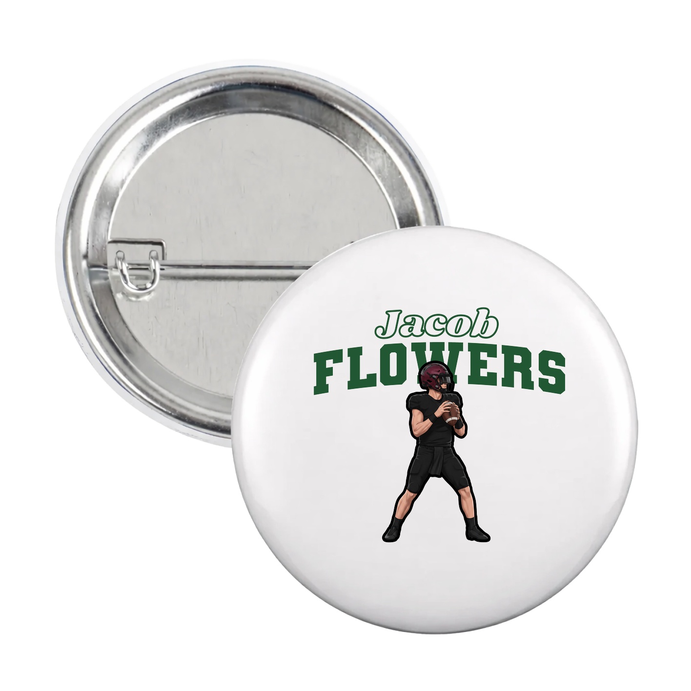 Game Day Button — Name Arch in White