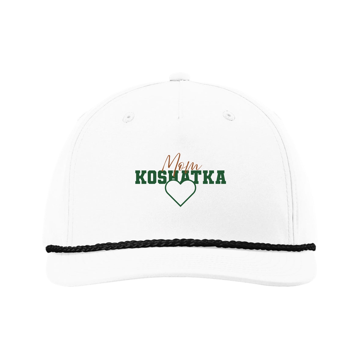 Five-Panel Classic Rope Cap — Mothers Day Heart in White