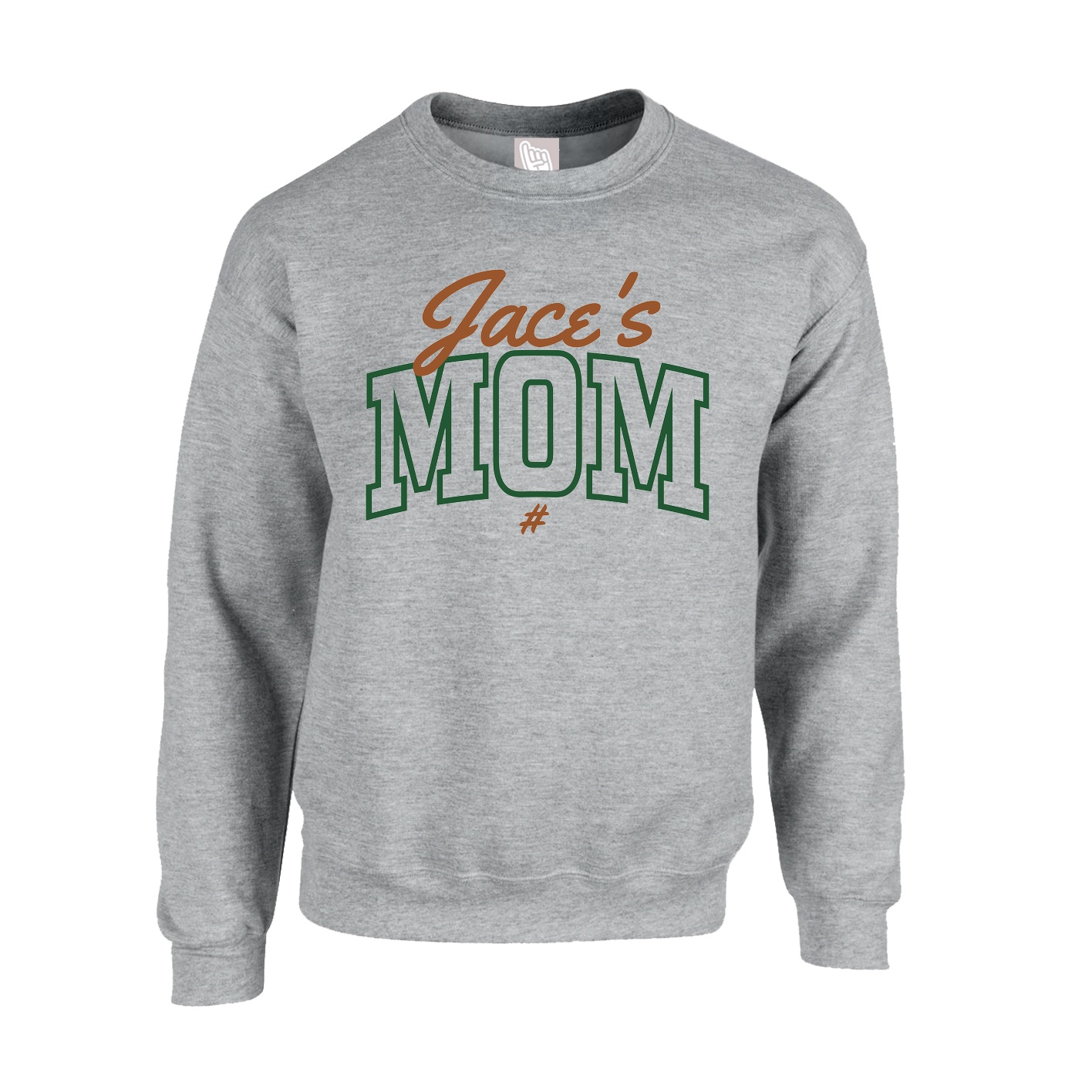 Fleece Crew — Mothers Day Arch Script in Grey