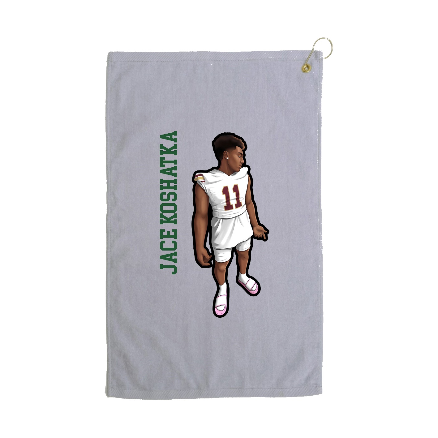 Golf Towel — Name Vertical in Grey