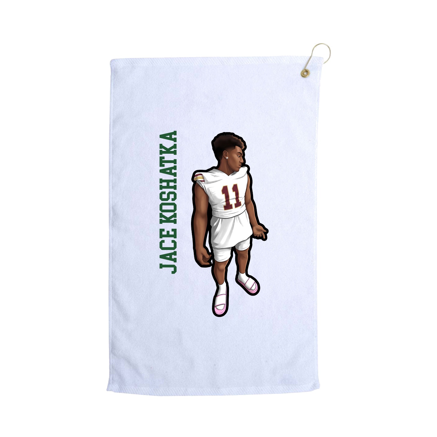 Golf Towel — Name Vertical in White