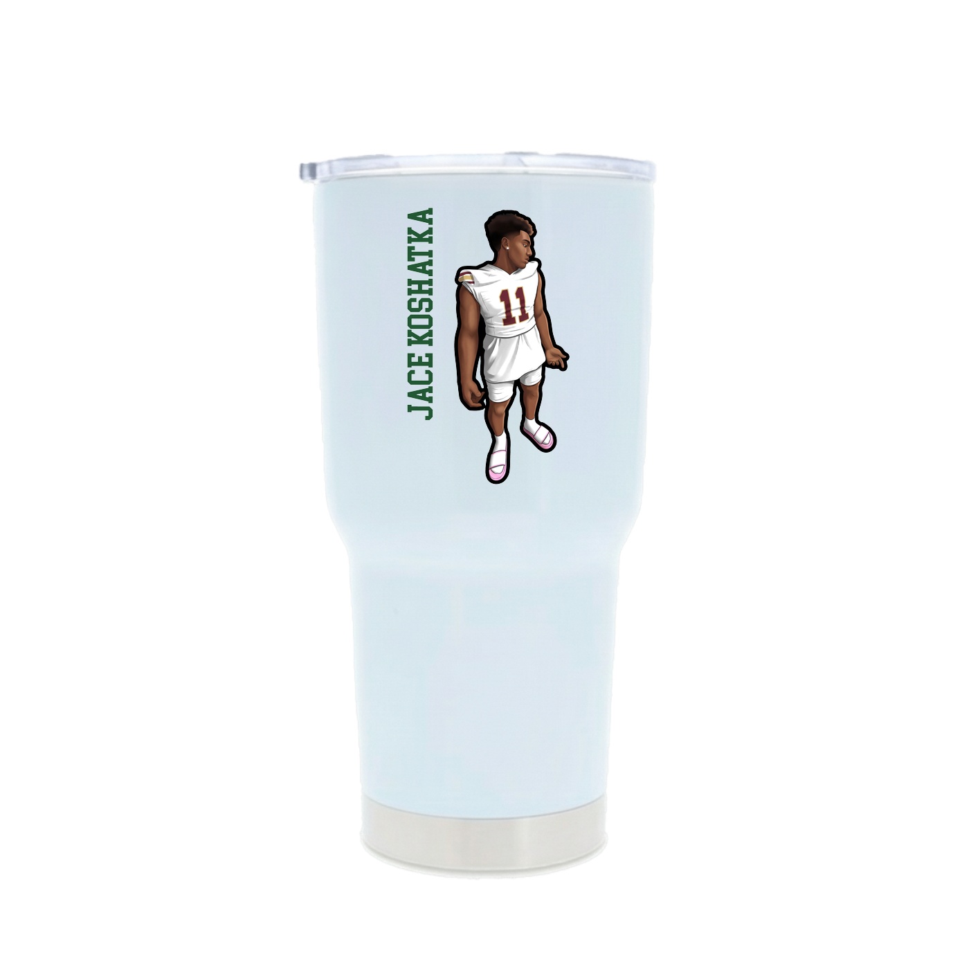 30oz Stainless Steel Tumbler — Name Vertical in White