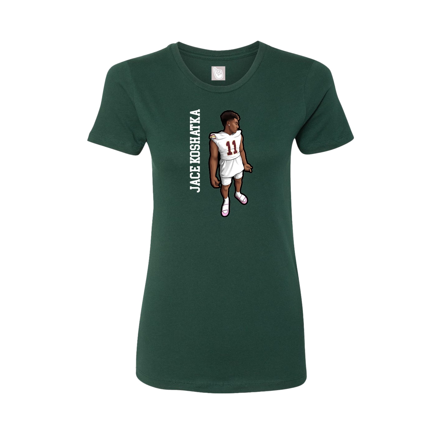 Womens Tee — Name Vertical in Green