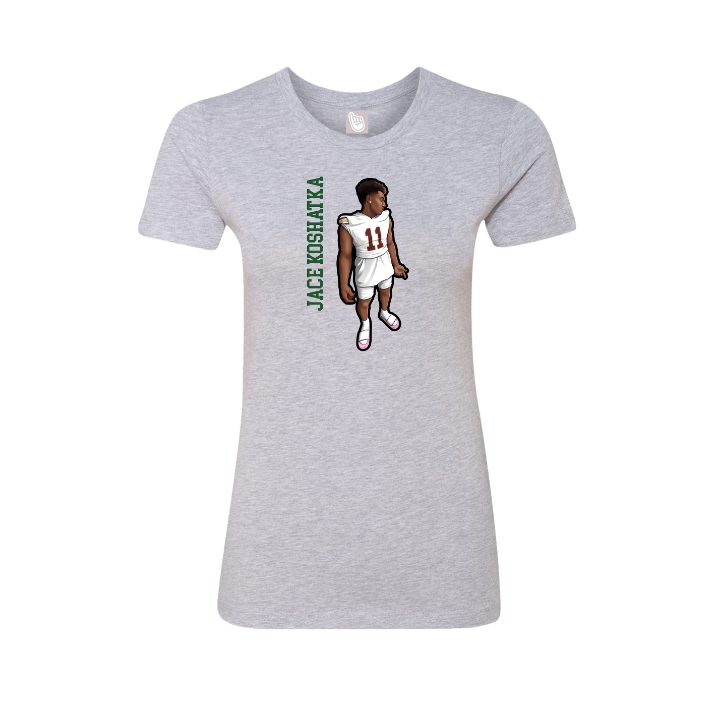 Fitted Women's Tee — Name Vertical in Grey