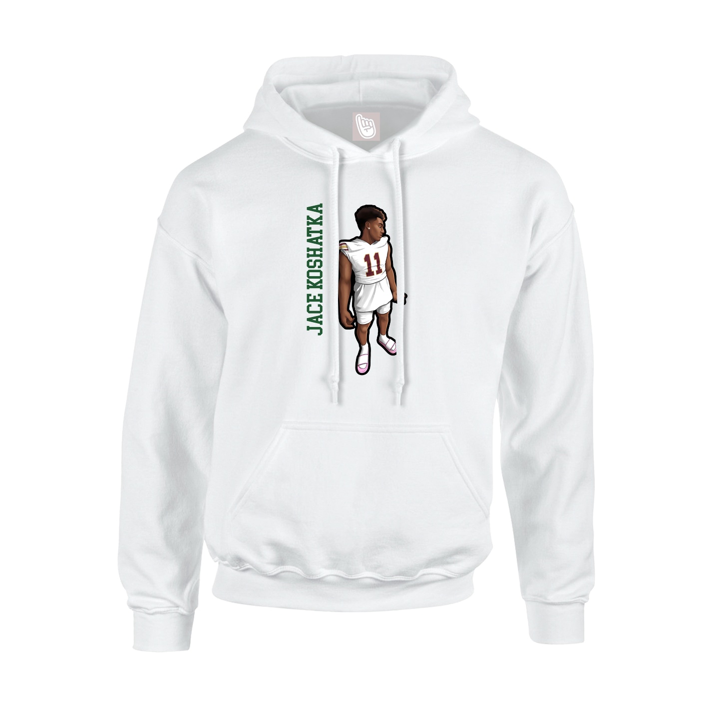Youth Hoodie — Name Vertical in White