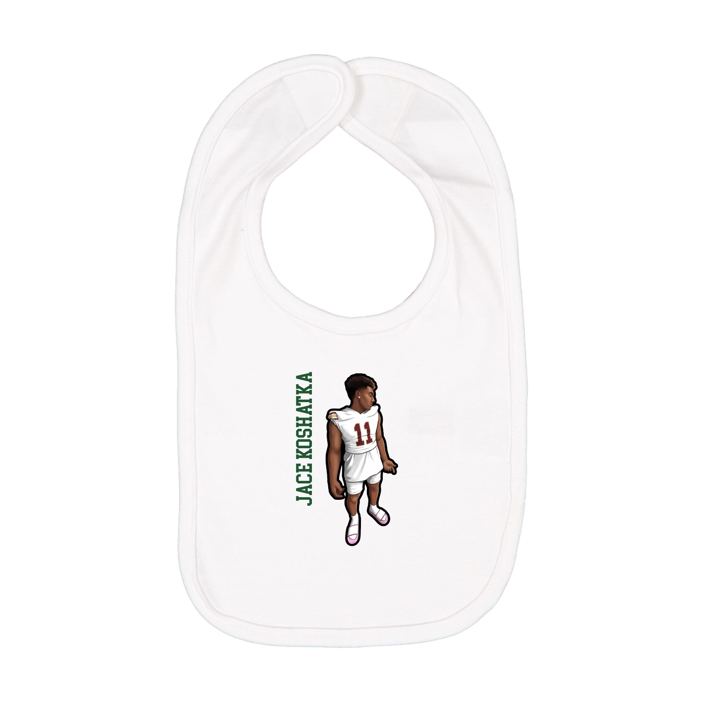 Infant Bib — Name Vertical in White