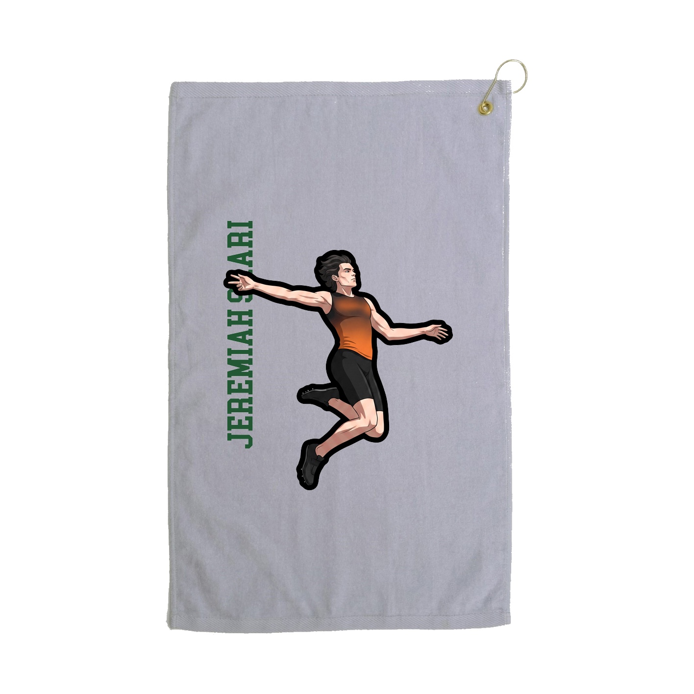 Golf Towel — Name Vertical in Grey
