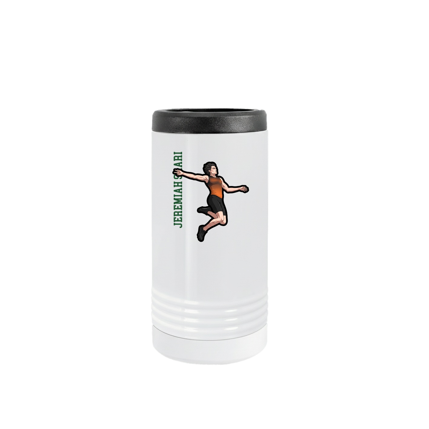 Slim Beverage Holder — Name Vertical in White