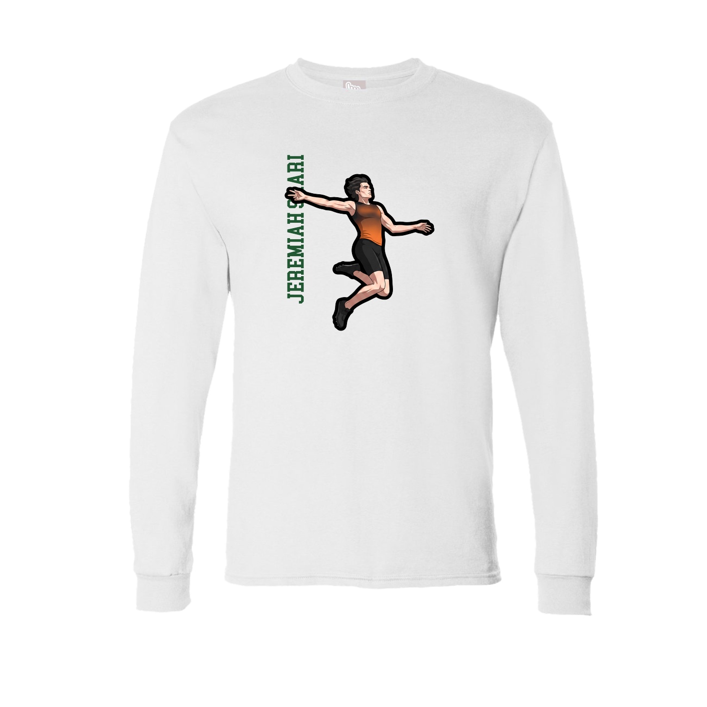 Long Sleeve Tee — Name Vertical in White
