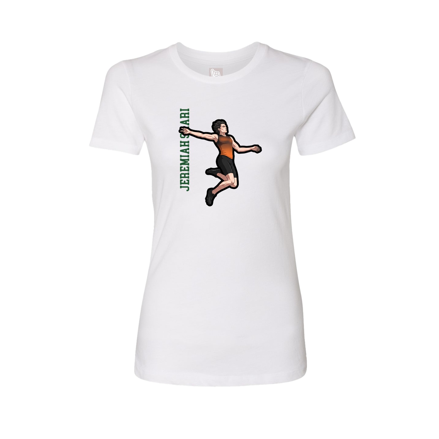 Fitted Women's Tee — Name Vertical in White