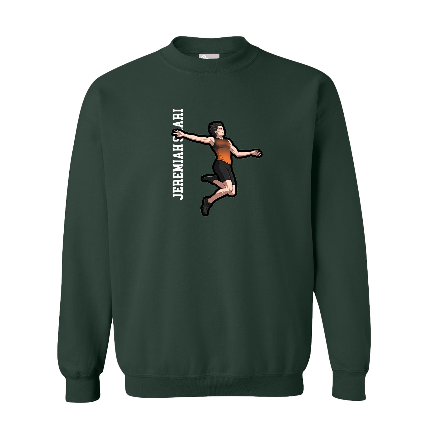 Fleece Crew — Name Vertical in Green