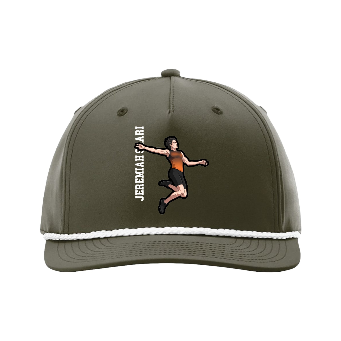 Five-Panel Classic Rope Cap — Name Vertical in Green