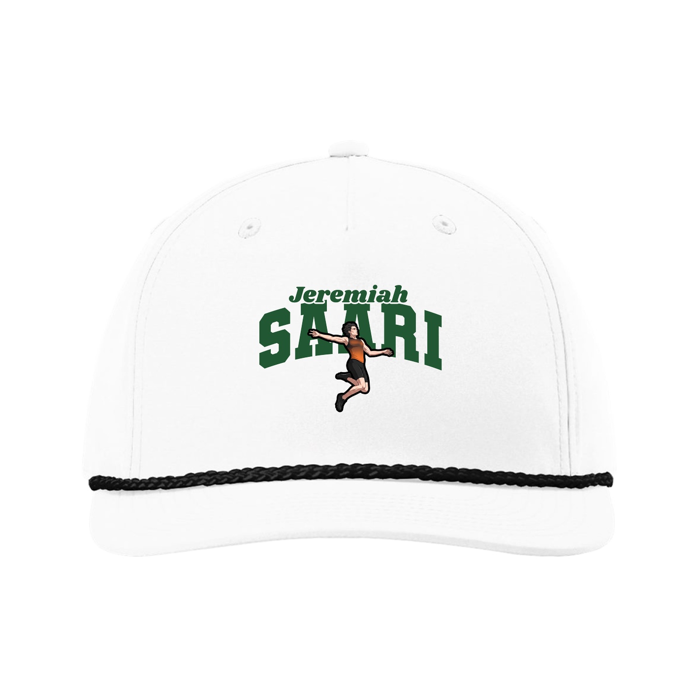 Five-Panel Classic Rope Cap — Signature Arch in White