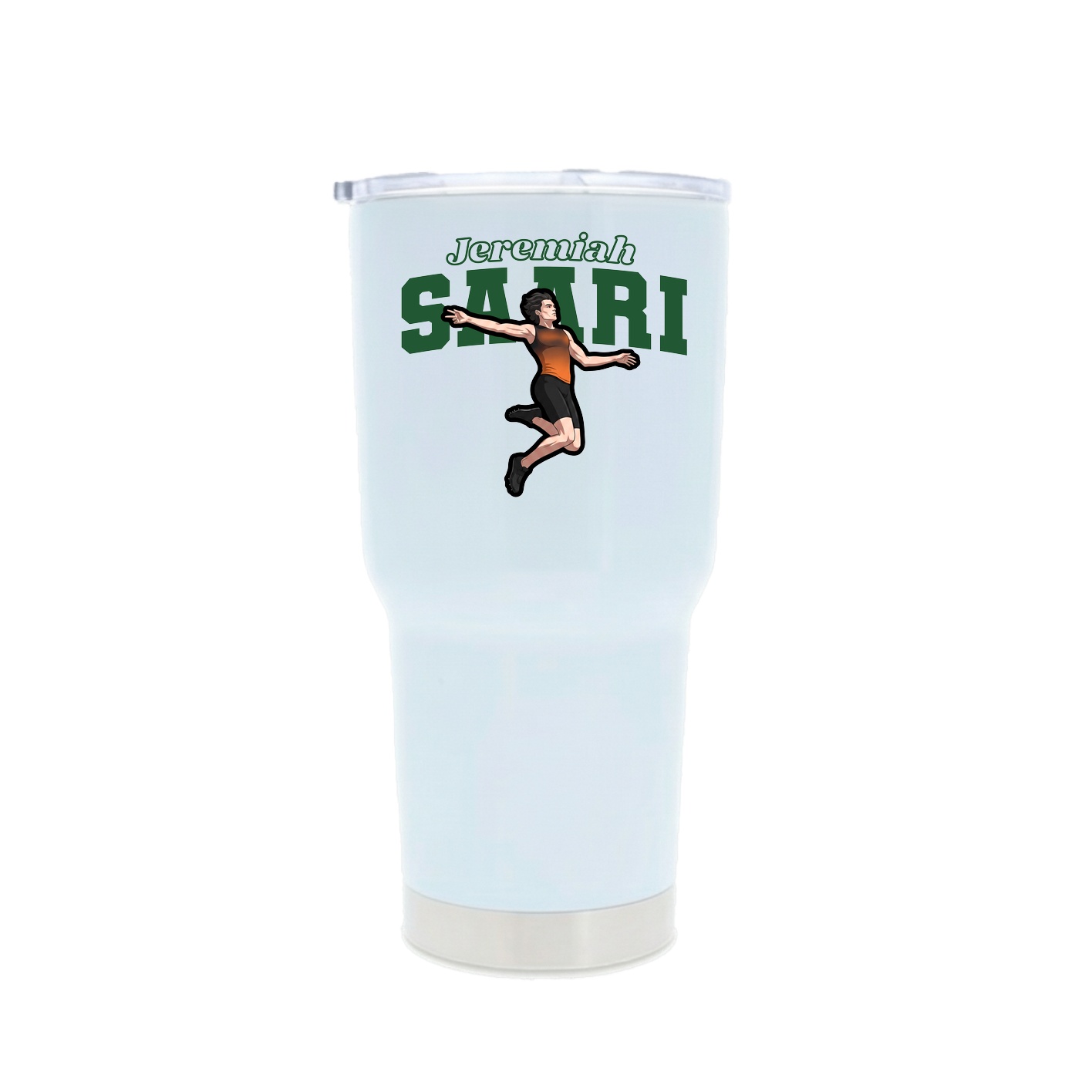 30oz Stainless Steel Tumbler — Name Arch in White