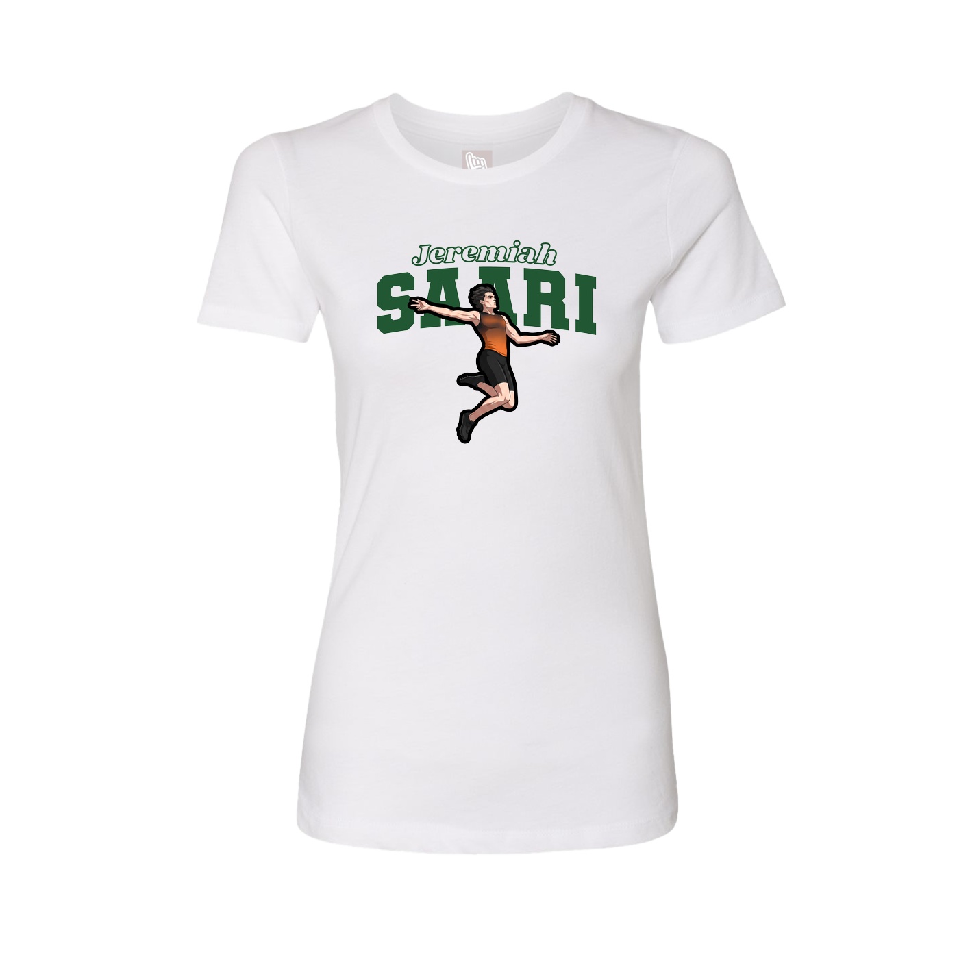 Fitted Women's Tee — Name Arch in White