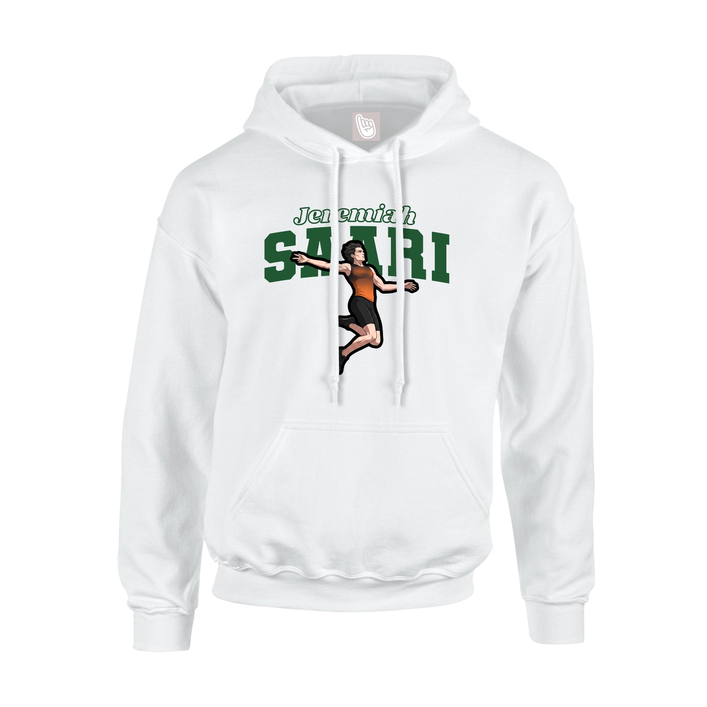 Youth Hoodie — Name Arch in White