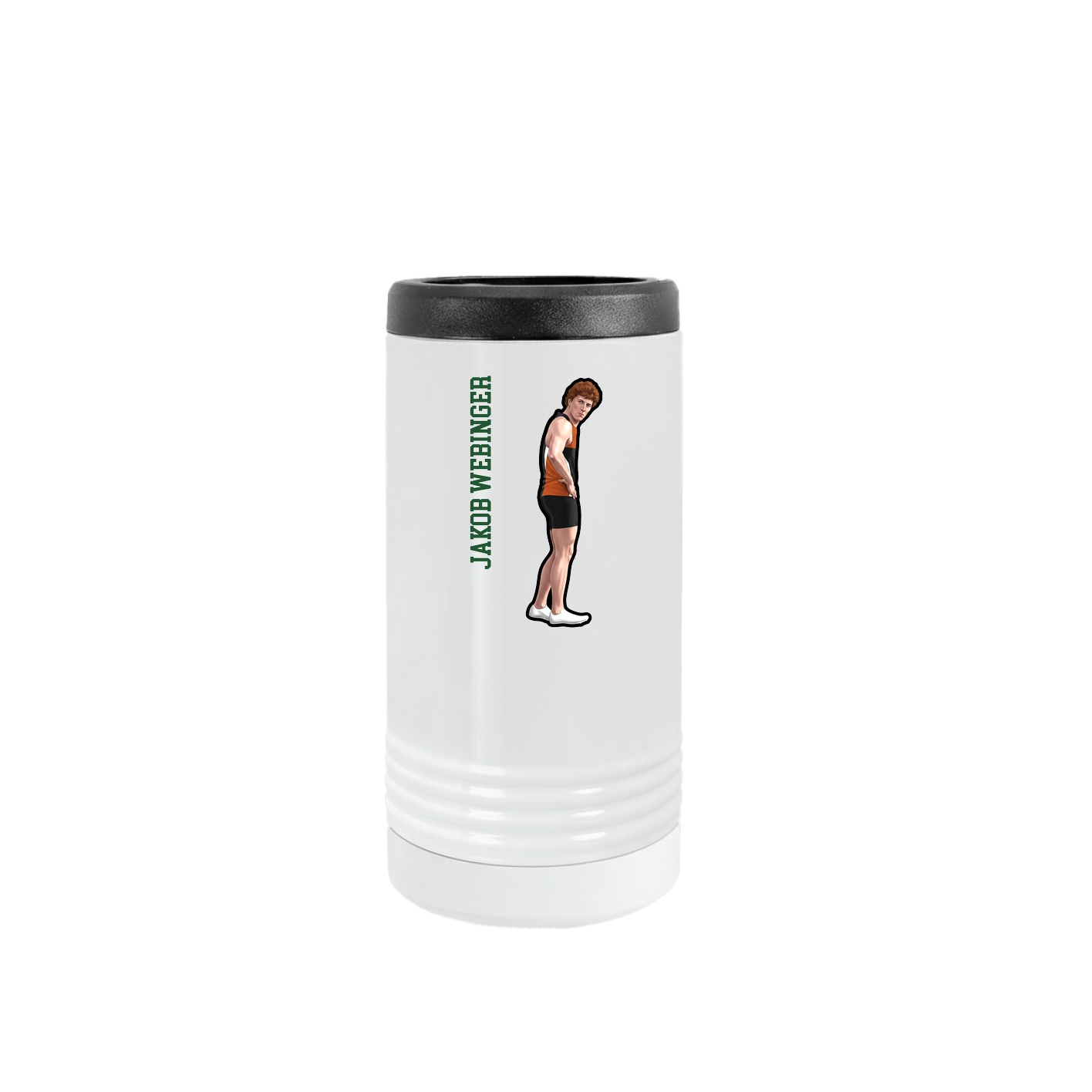 Slim Beverage Holder — Name Vertical in White