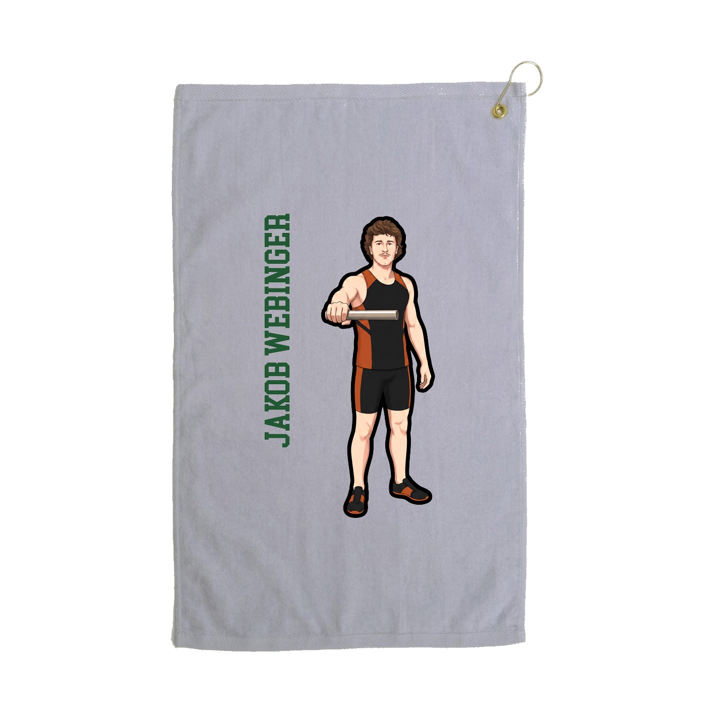 Golf Towel — Name Vertical in Grey