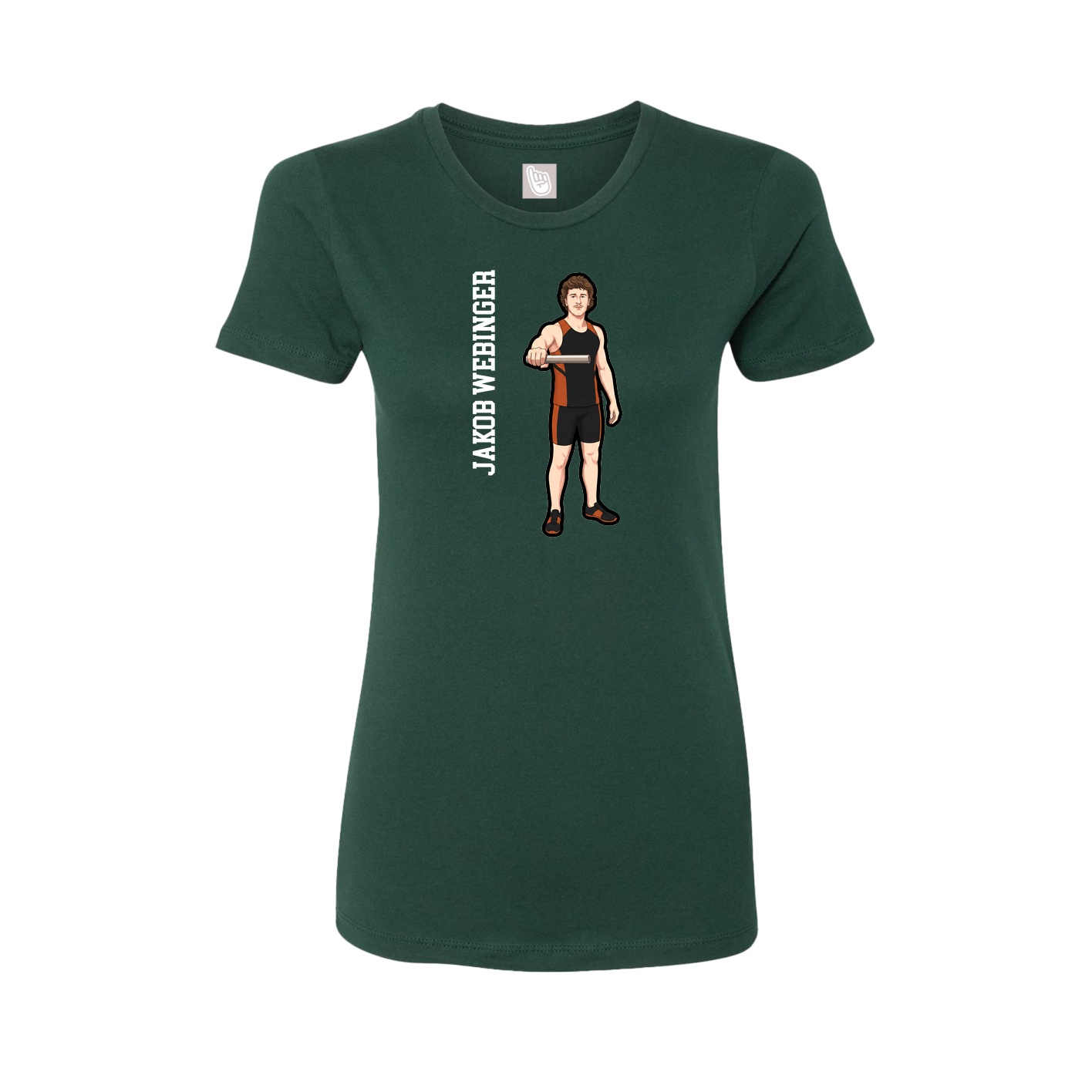 Fitted Women's Tee — Name Vertical in Green