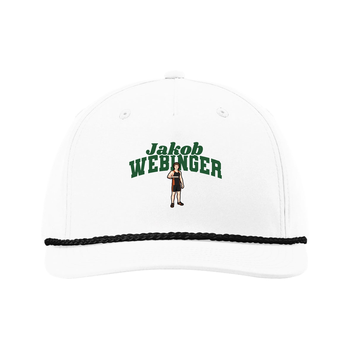 Five-Panel Classic Rope Cap — Signature Arch in White