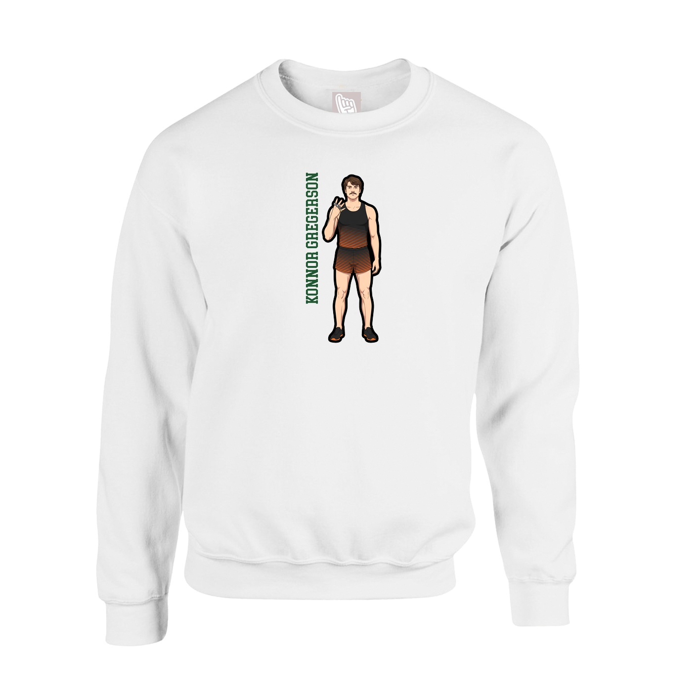 Fleece Crew — Name Vertical in White