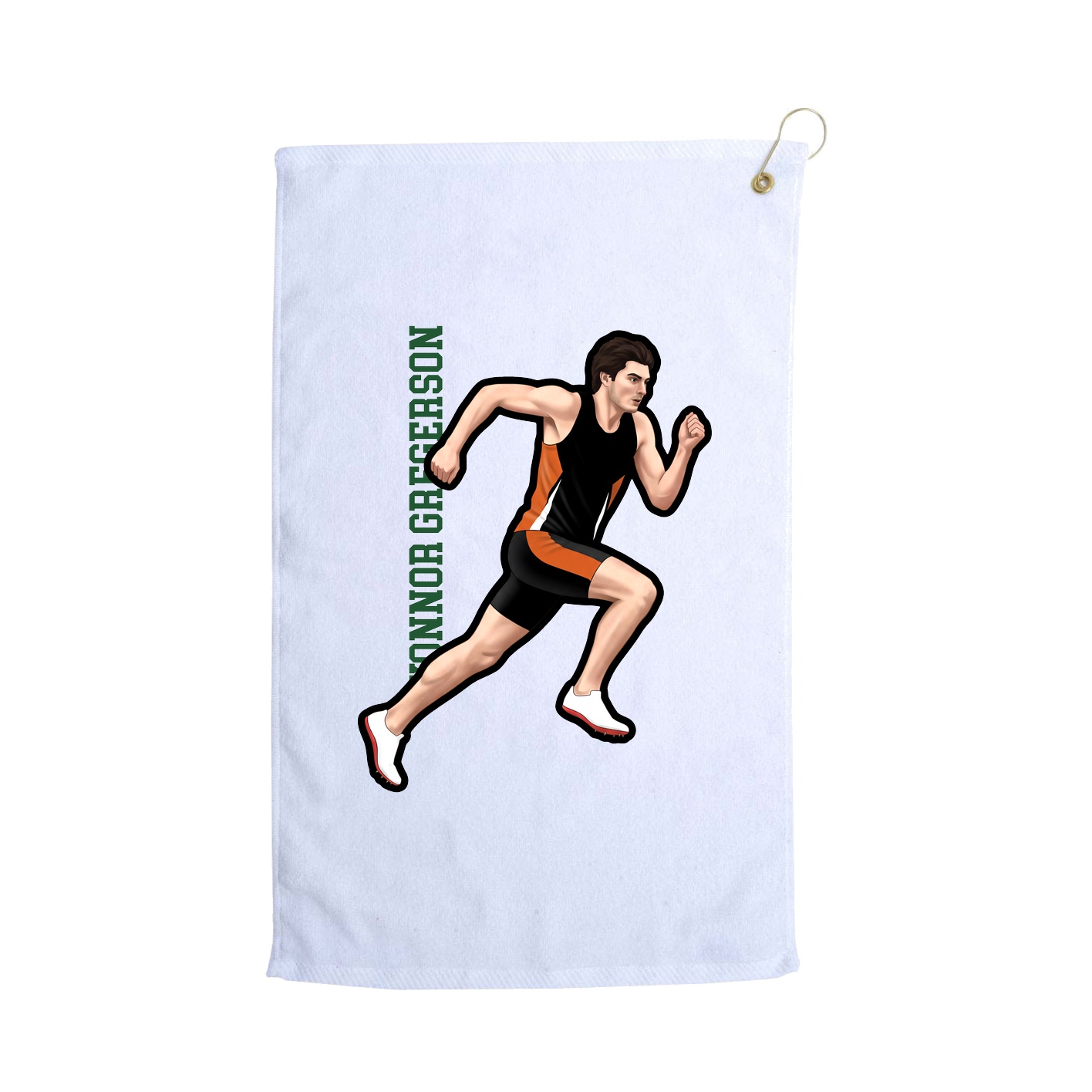 Golf Towel — Name Vertical in White