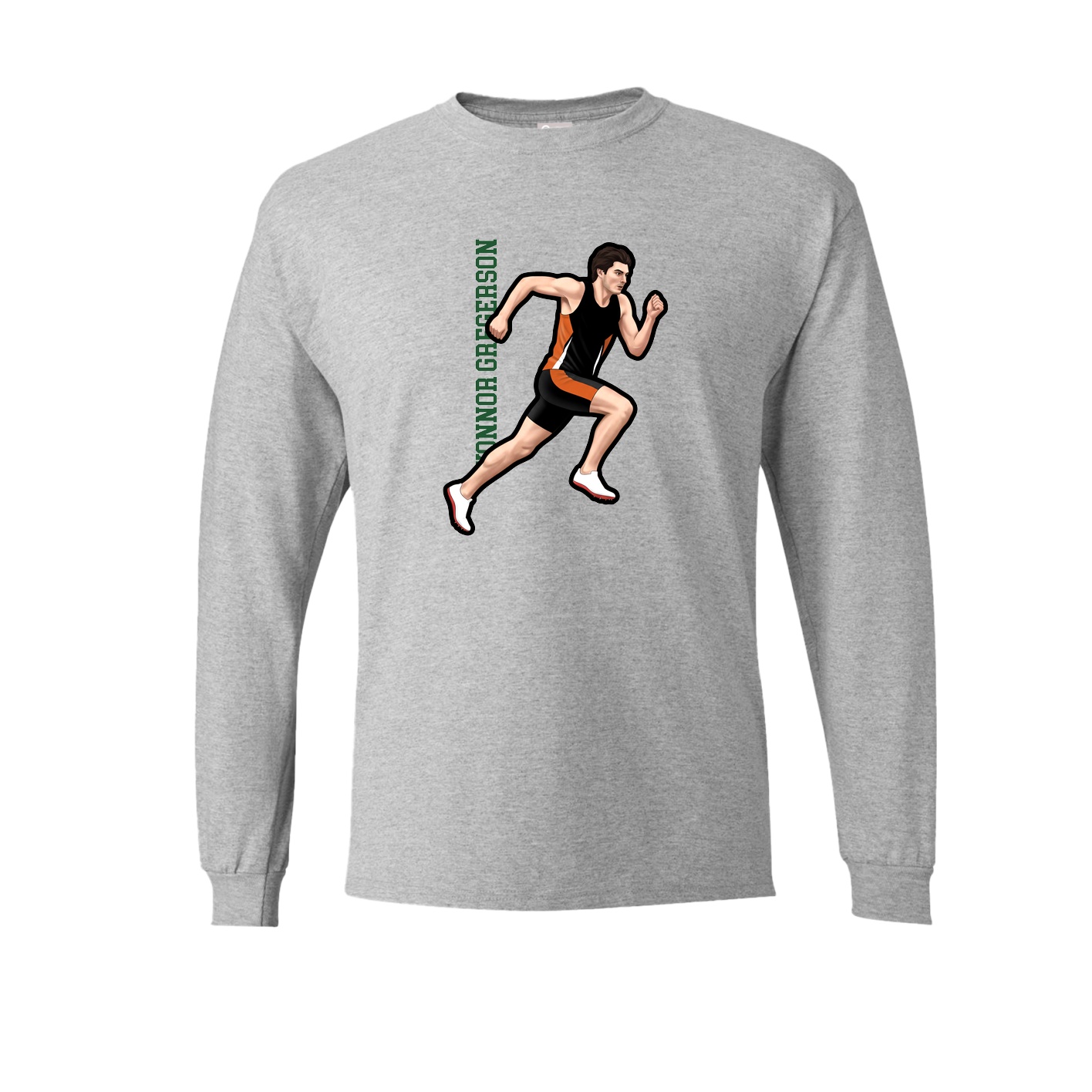 Long Sleeve Tee — Name Vertical in Grey