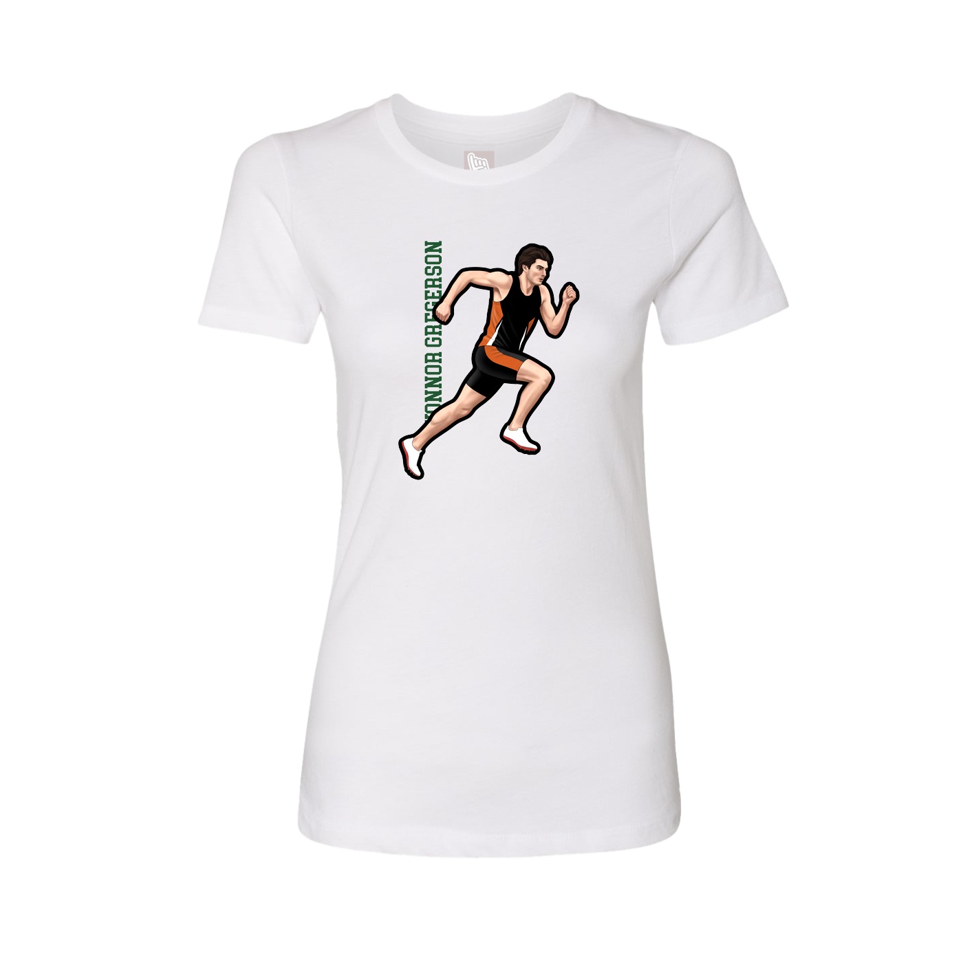 Fitted Women's Tee — Name Vertical in White