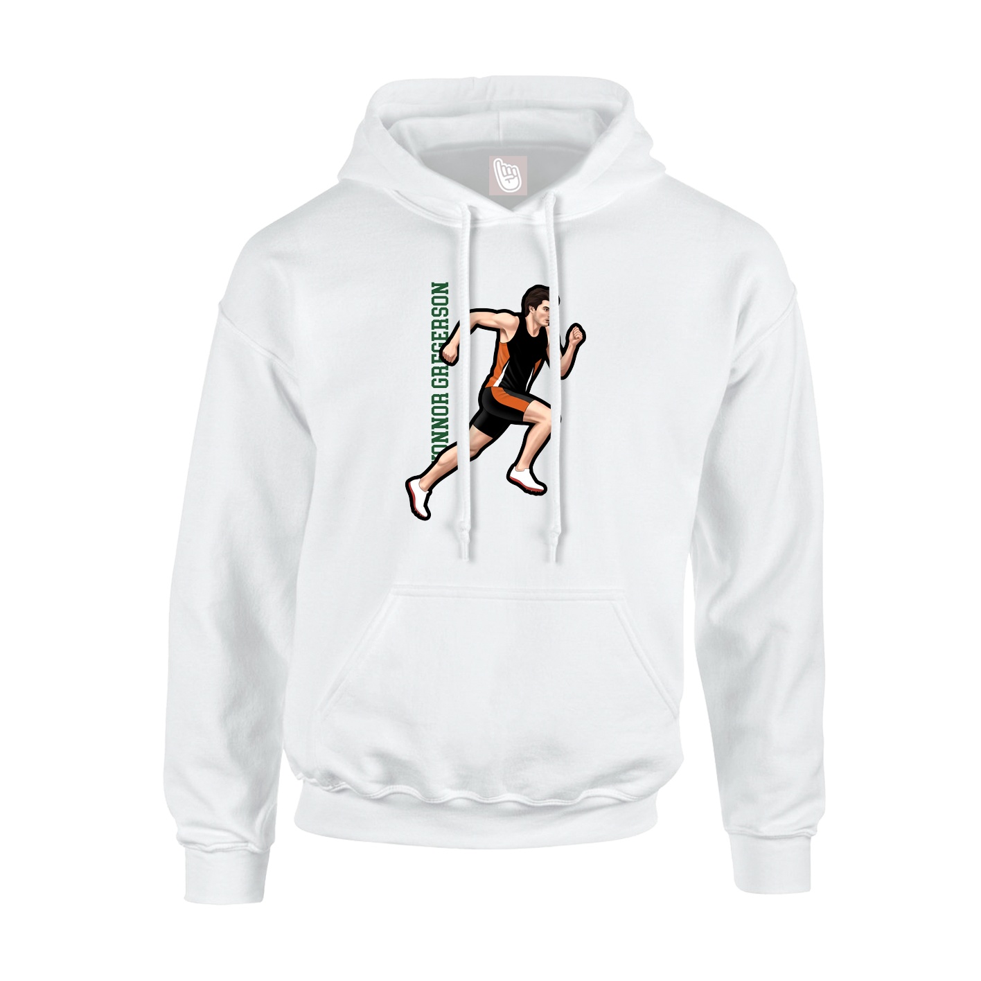 Youth Hoodie — Name Vertical in White