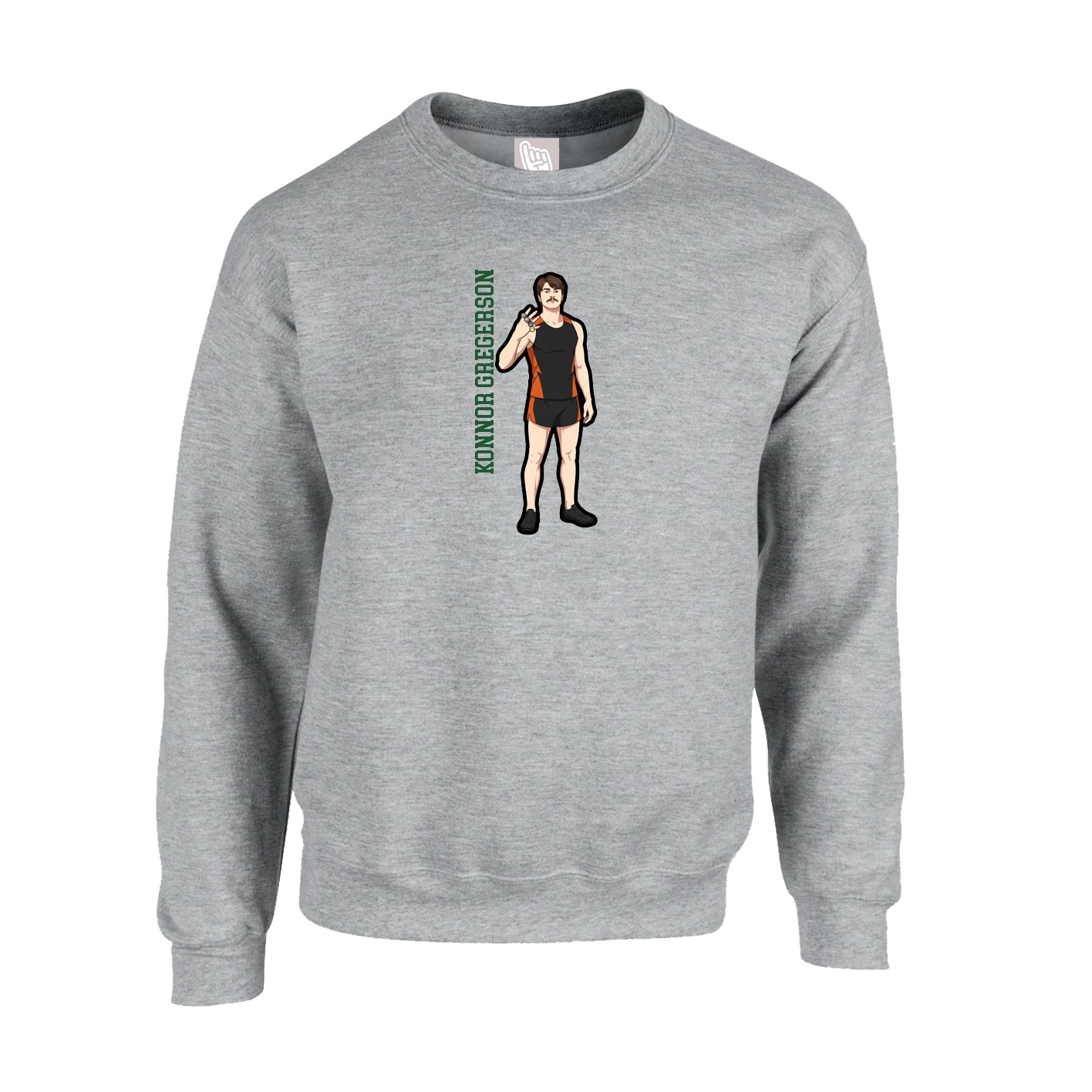 Fleece Crew — Name Vertical in Grey