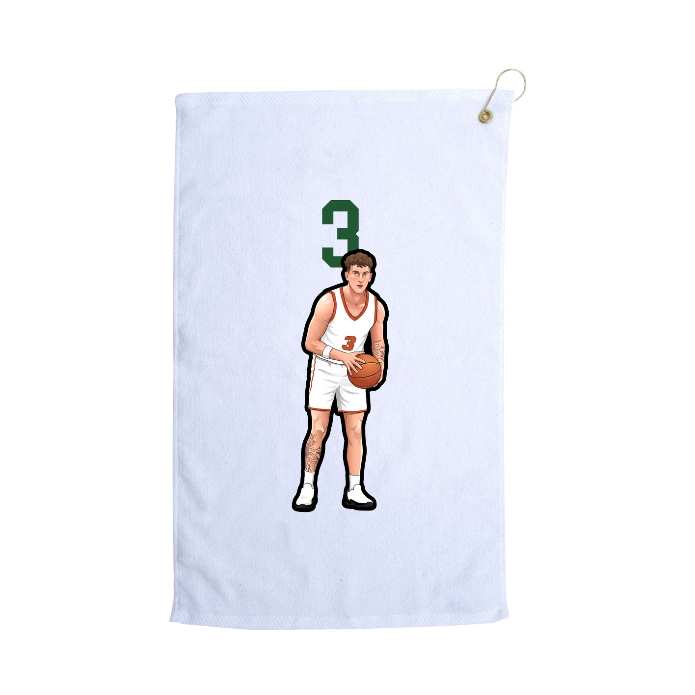 Golf Towel — Number Top in White