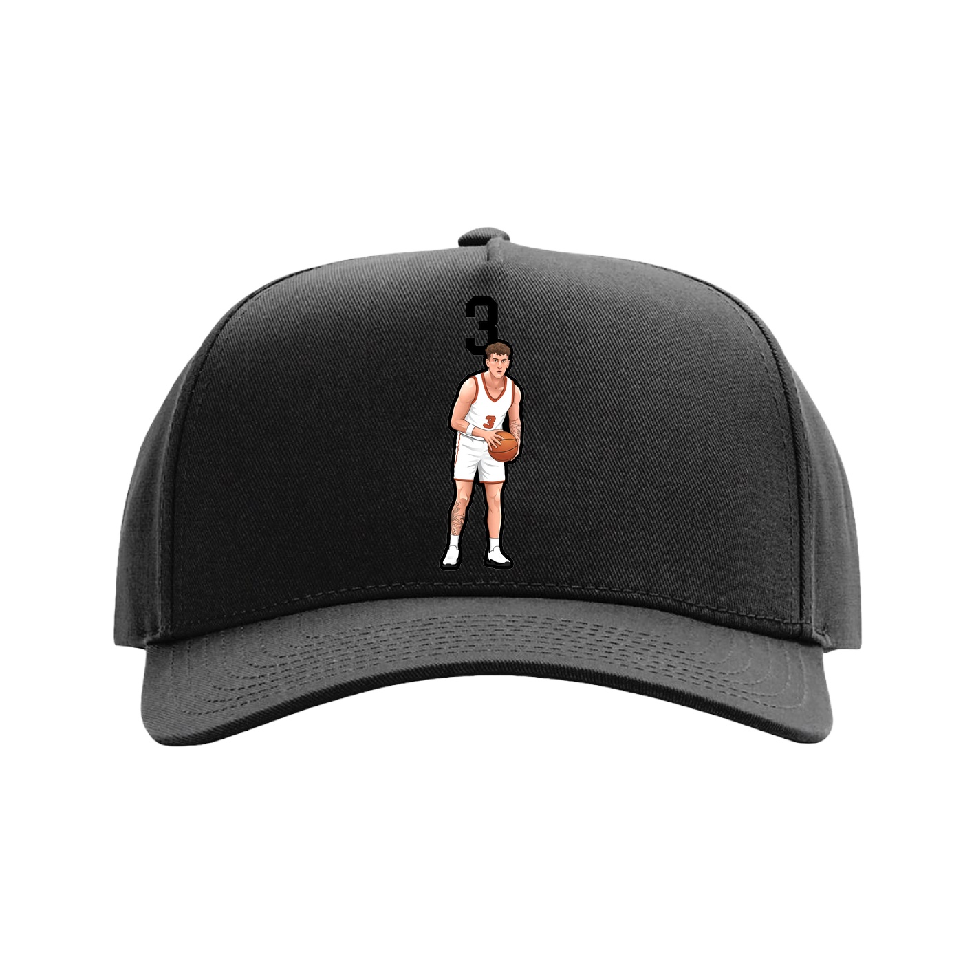Full Fabric Five-Panel Champ Cap — Number Top in Black