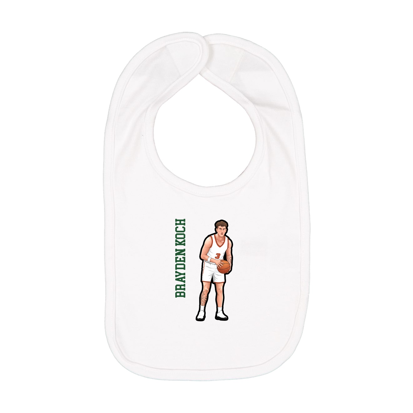 Infant Bib — Name Vertical in White
